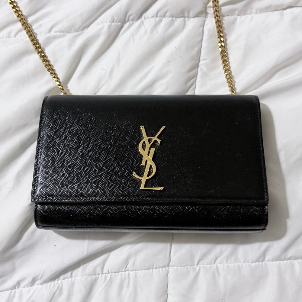 Saint Laurent Black Crossbody with Gold Chain